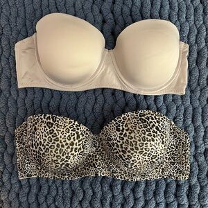 Strapless push up bra set NWOT just tried on too big on me.